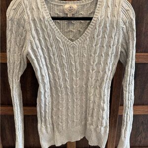 St. John's Bay Light Gray Cable Knit V-Neck Sweater